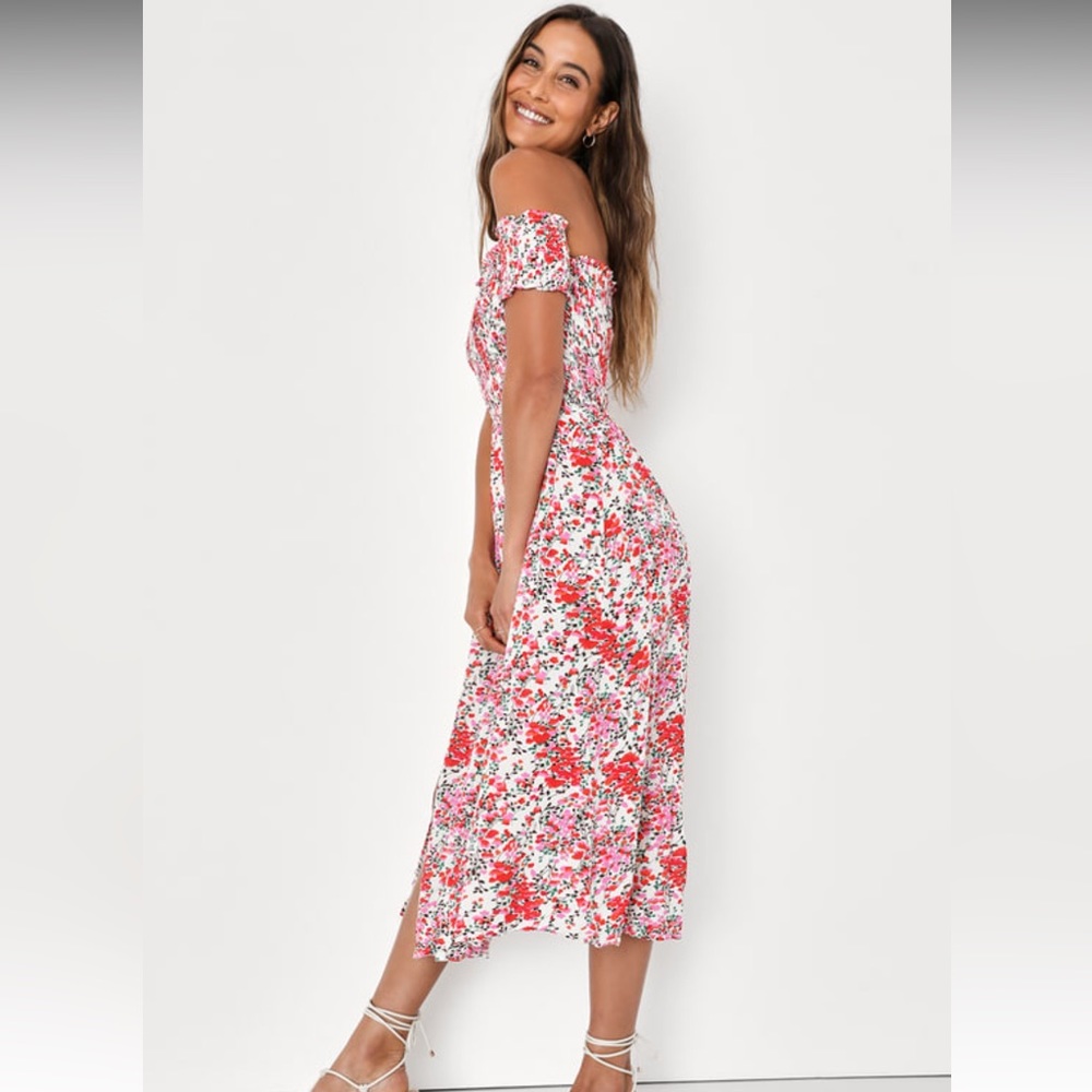 NWT View from the Meadow Cream Floral Print Off-the-Shoulder Dress